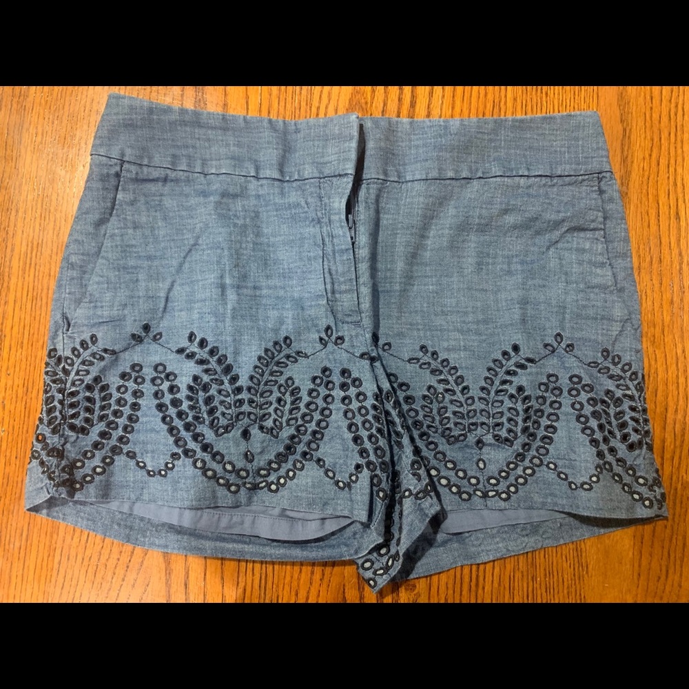 Eyelet Chambray Shorts
